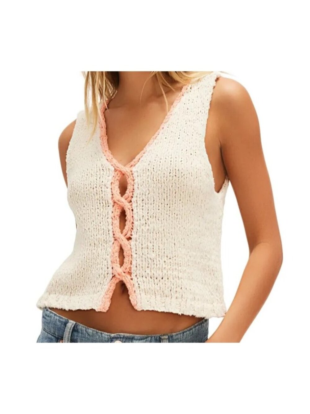 NEW Free People Sicily Sweater Shell Tank Boho Chic Festival Retro Knit Womens S